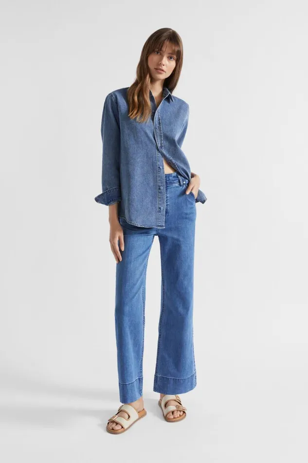 Shirts Woman Seed Heritage Denim Button Down Shirt Ultramarine Wash