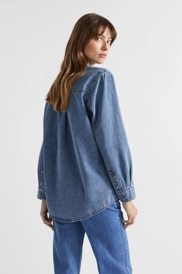 Shirts Woman Seed Heritage Denim Button Down Shirt Ultramarine Wash