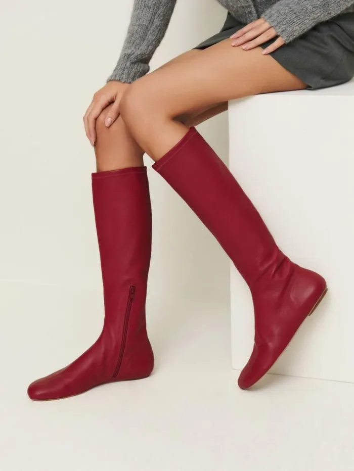 Shoes The Reformation Bradshaw Knee High Boot Scarlet Stretch Leather