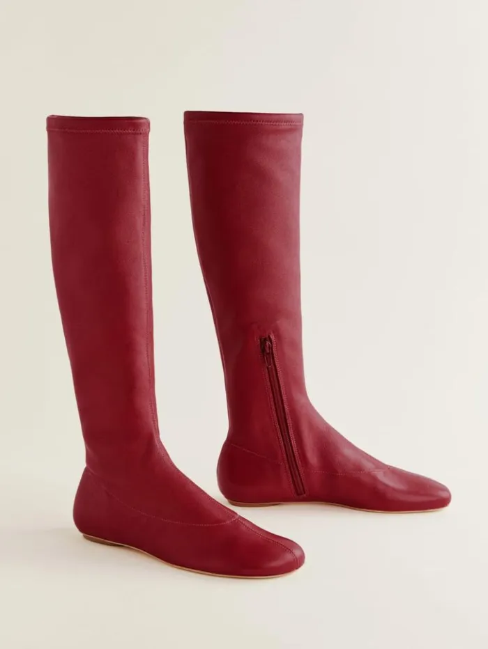 Shoes The Reformation Bradshaw Knee High Boot Scarlet Stretch Leather