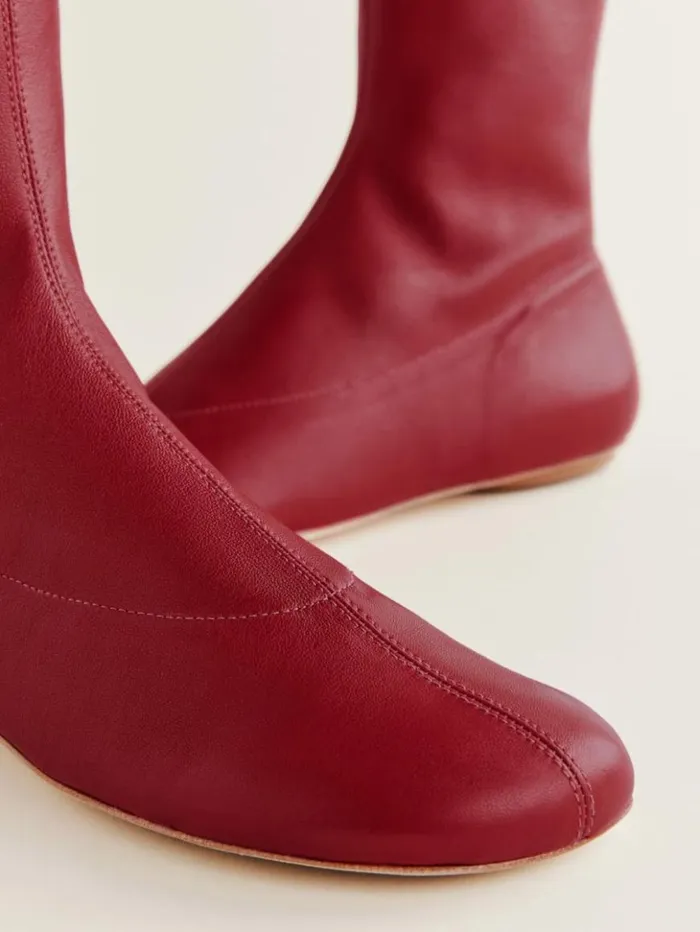 Shoes The Reformation Bradshaw Knee High Boot Scarlet Stretch Leather