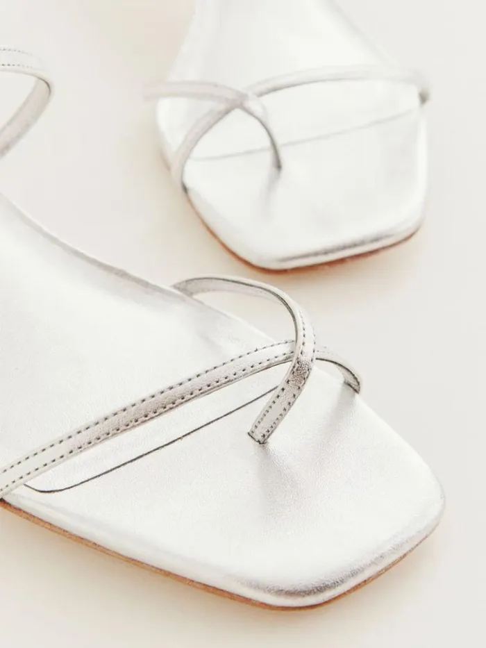 Shoes The Reformation Georgia Kitten Heeled Sandal Silver