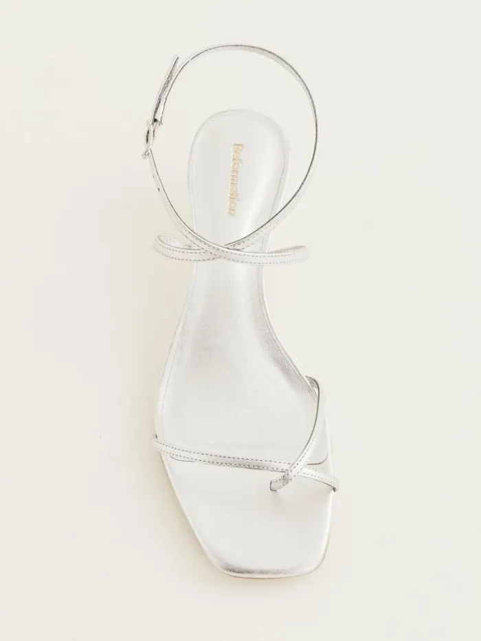 Shoes The Reformation Georgia Kitten Heeled Sandal Silver