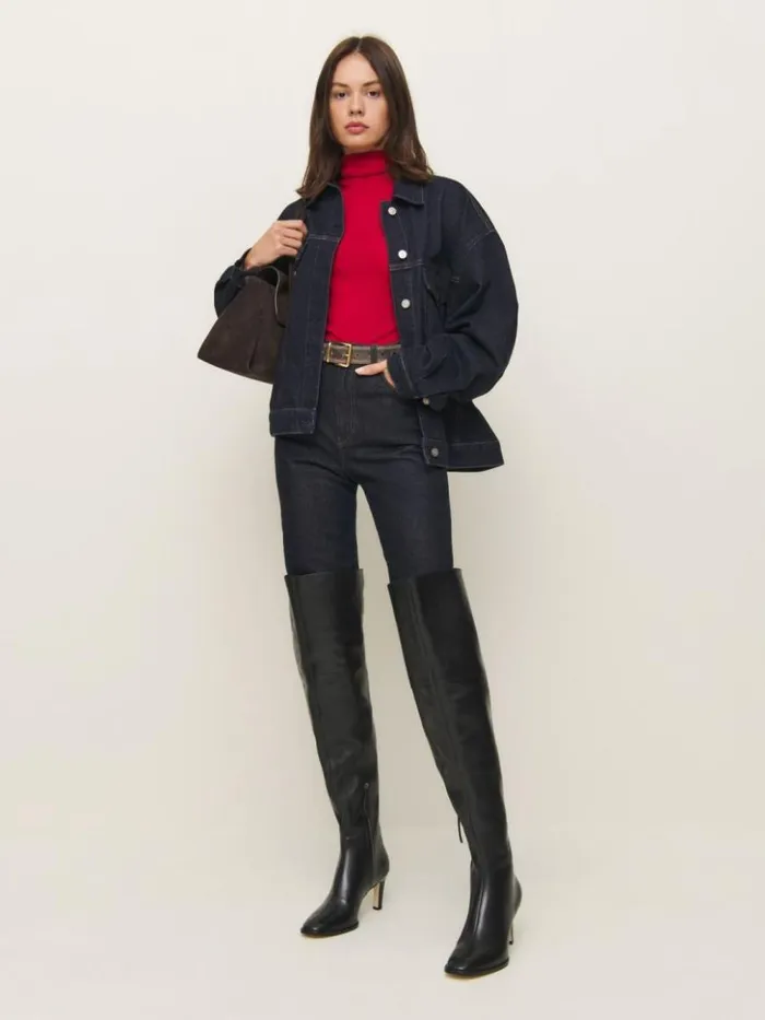 Shoes The Reformation Giles Over The Knee Boot Black Leather