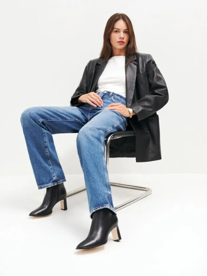 Shoes The Reformation Gillian Ankle Boot Black Leather