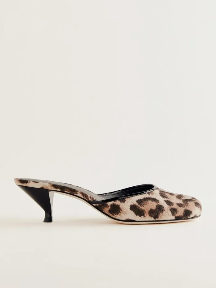 Shoes The Reformation Kalinka Heeled Mule Leopard Crepe