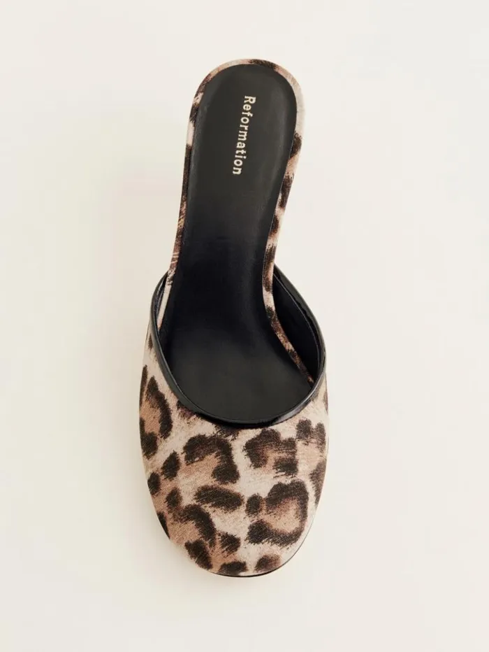 Shoes The Reformation Kalinka Heeled Mule Leopard Crepe