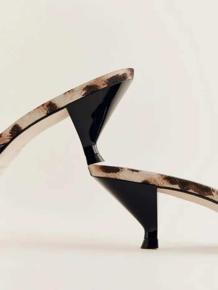 Shoes The Reformation Kalinka Heeled Mule Leopard Crepe