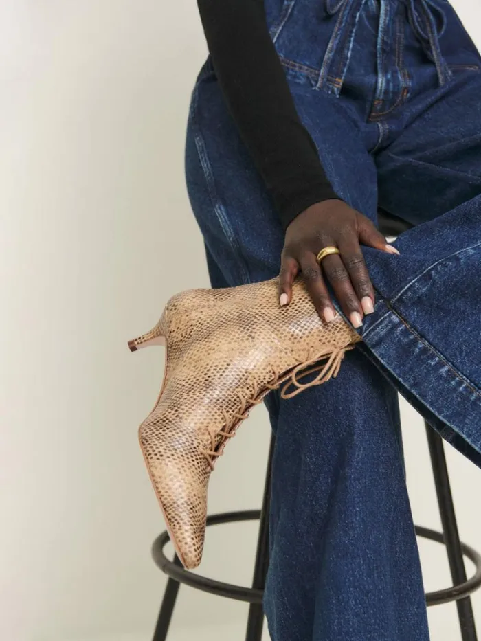 Shoes The Reformation Kittie Lace Up Boot Desert Snake
