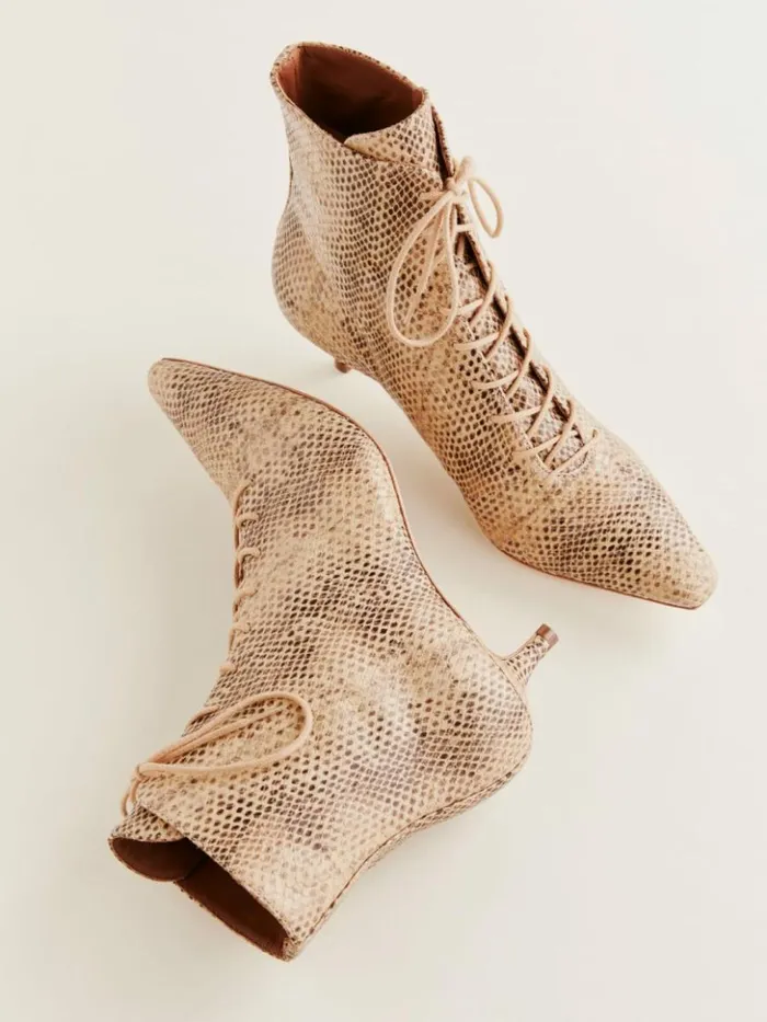 Shoes The Reformation Kittie Lace Up Boot Desert Snake