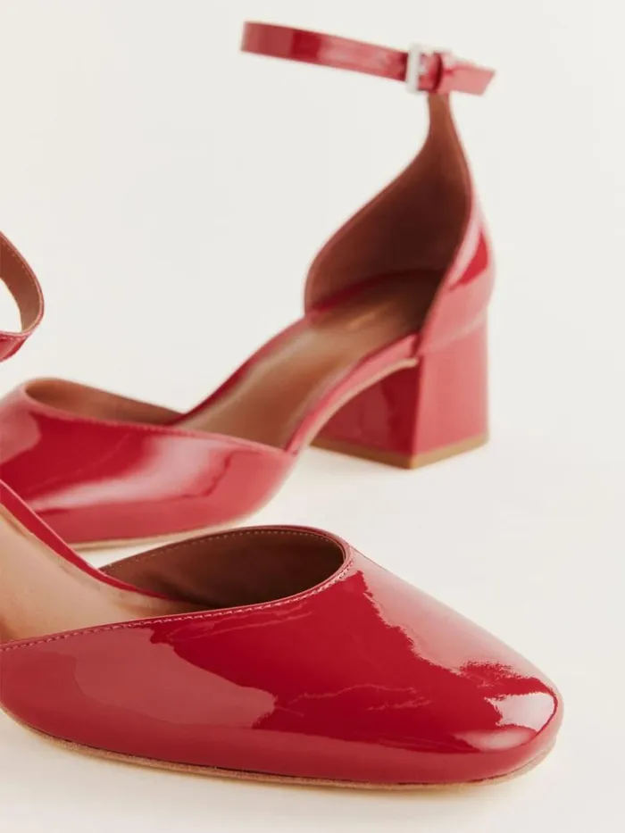 Shoes The Reformation Mallori Closed Toe Heel Lipstick Patent