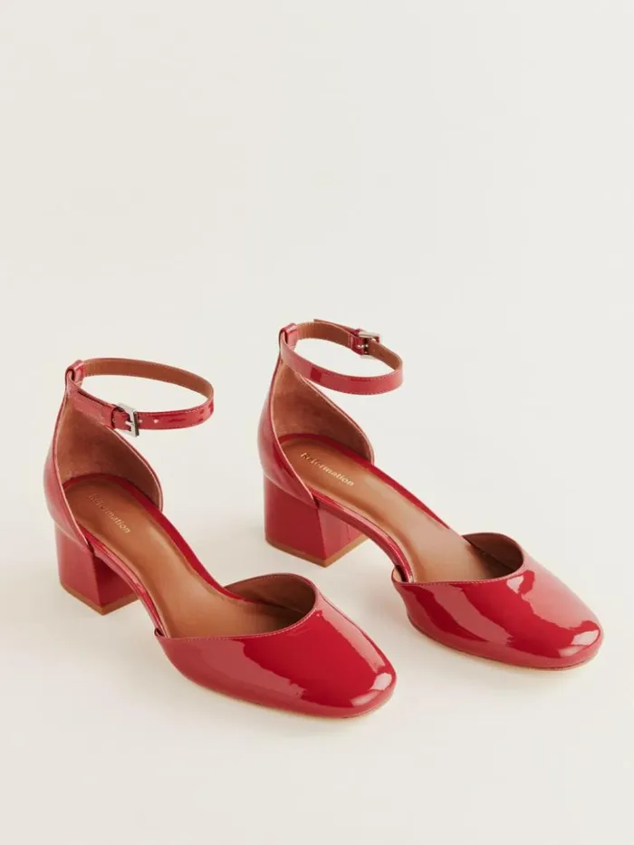 Shoes The Reformation Mallori Closed Toe Heel Lipstick Patent