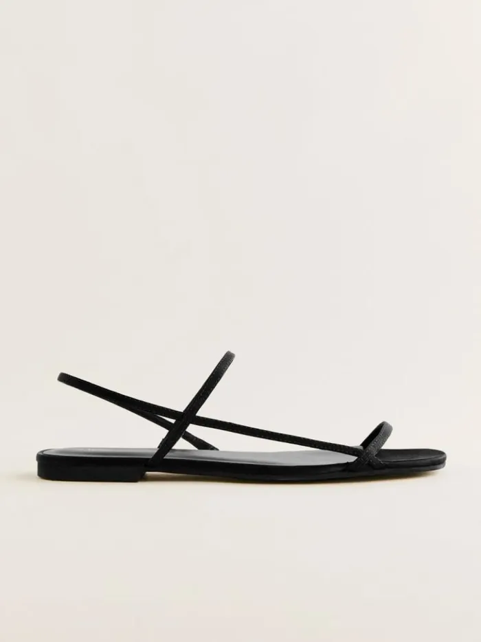 Shoes The Reformation Marcia Strappy Flat Sandal Black Satin
