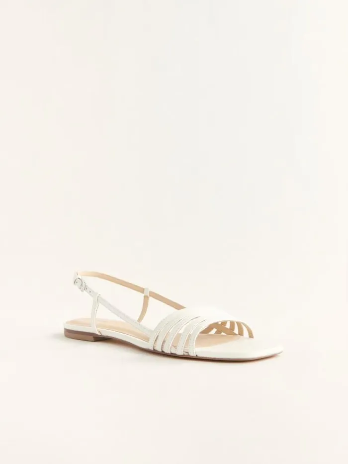 Shoes The Reformation Millie Lattice Flat Sandal White