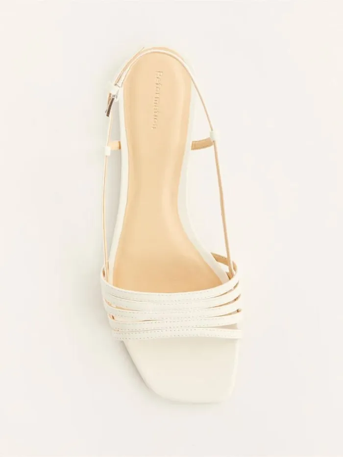 Shoes The Reformation Millie Lattice Flat Sandal White