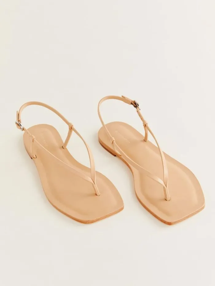 Shoes The Reformation Vincenza Thong Sandal Porcini Leather