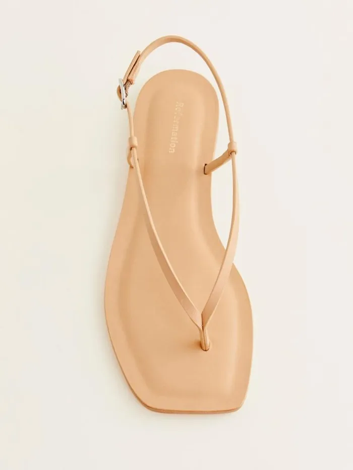 Shoes The Reformation Vincenza Thong Sandal Porcini Leather