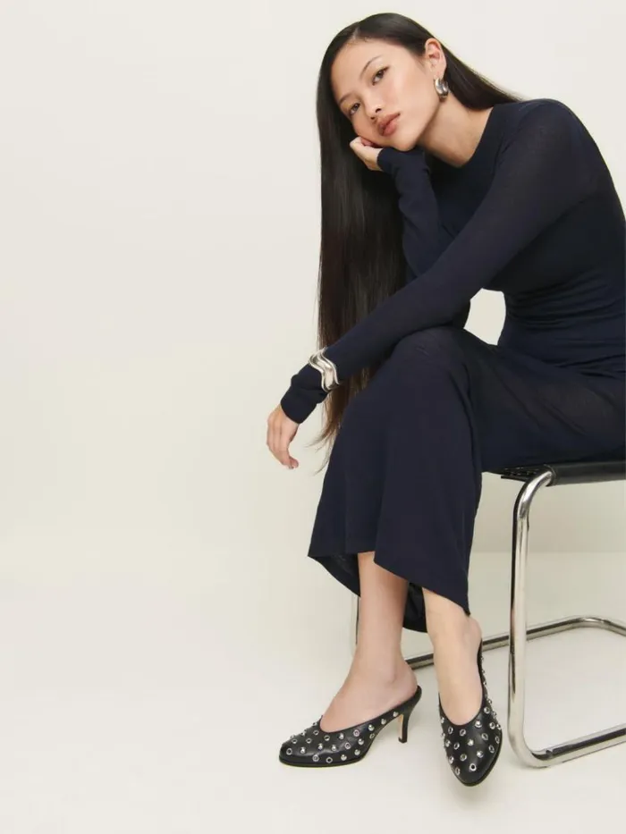 Shoes The Reformation Xyler Studded Mule Black Leather