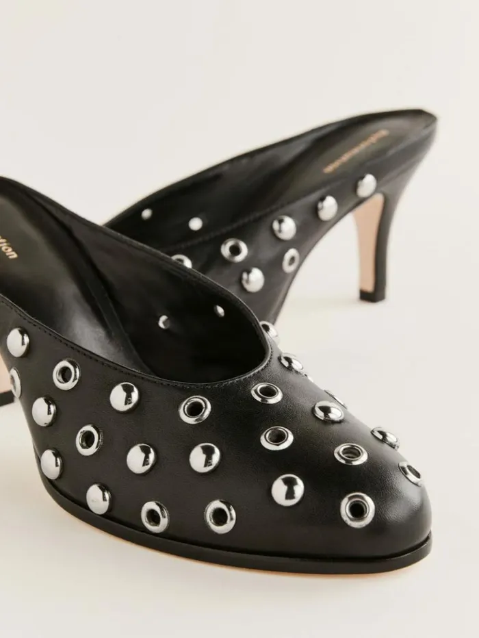 Shoes The Reformation Xyler Studded Mule Black Leather