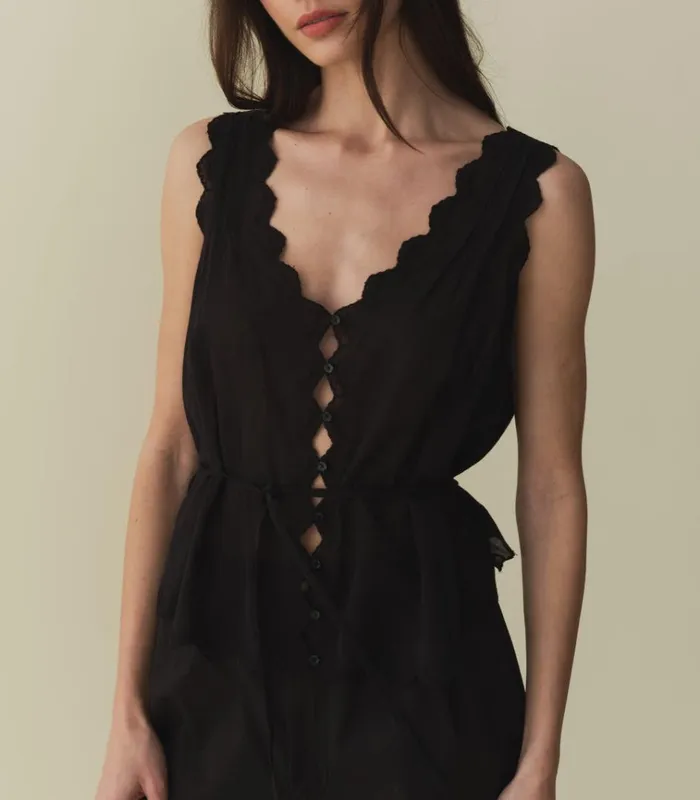 Shop ALDORA TOP Black DEN Tops
