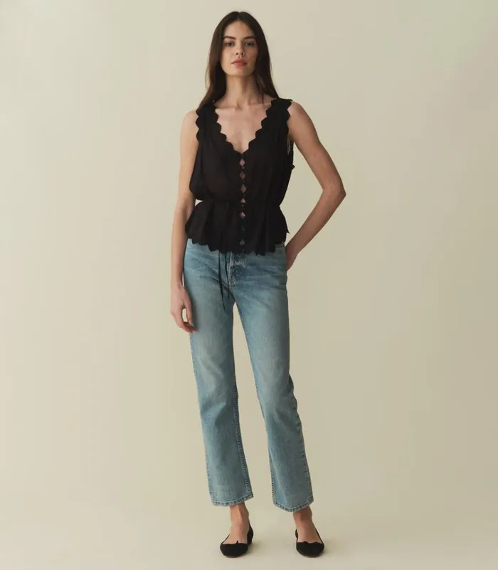 Shop ALDORA TOP Black DEN Tops
