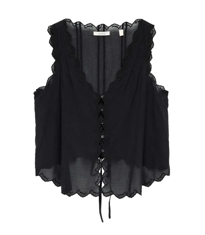 Shop ALDORA TOP Black DEN Tops