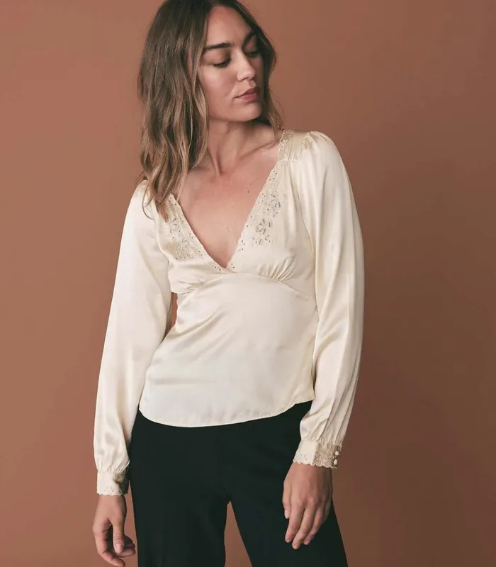 Shop FREYDA TOP Mother Of Pearl DEN Tops