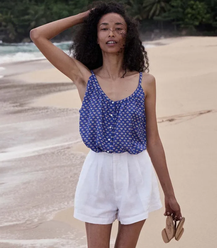 Shop LARUE LINEN SHORT Salt DEN Pants and Shorts
