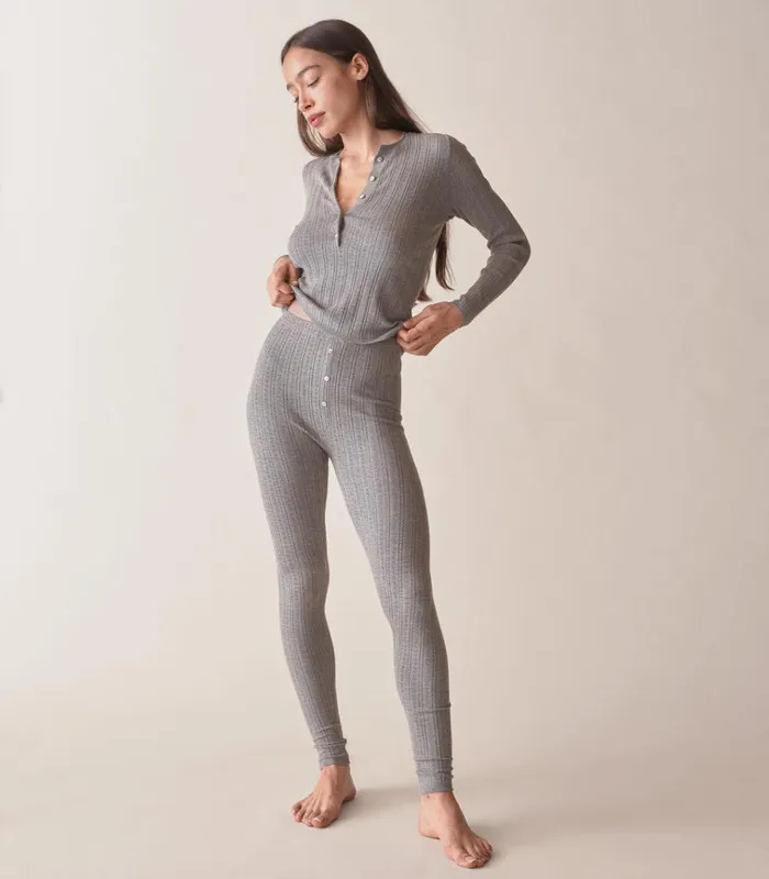 Shop LETO KNIT PANT Heathered Grey DEN Knitwear