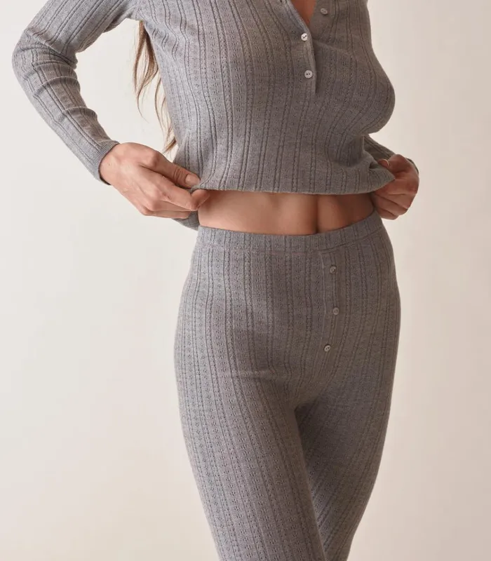 Shop LETO KNIT PANT Heathered Grey DEN Knitwear