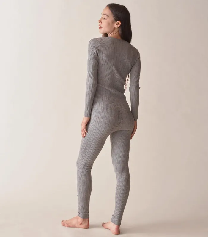 Shop LETO KNIT PANT Heathered Grey DEN Knitwear