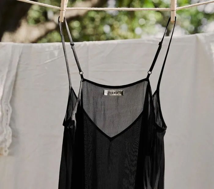 Shop LONG DEEP VNECK SLIP Black DEN Delicates and Sleepwear