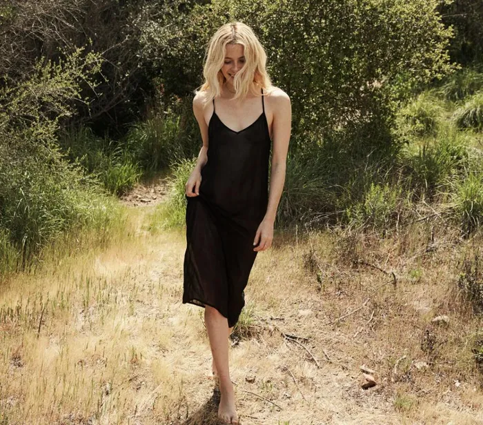 Shop LONG DEEP VNECK SLIP Black DEN Delicates and Sleepwear