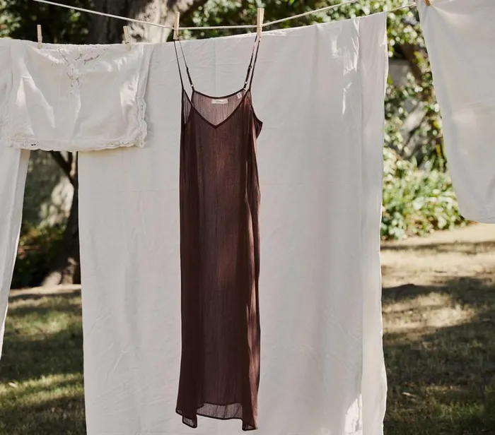 Shop LONG DEEP VNECK SLIP Umber DEN Delicates and Sleepwear