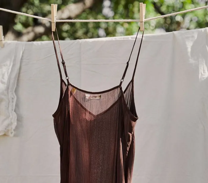 Shop LONG DEEP VNECK SLIP Umber DEN Delicates and Sleepwear