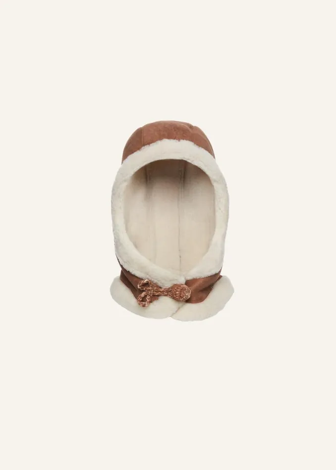 Shop Magda Butrym Accessories Suede Shearling Trapper Hat In Beige