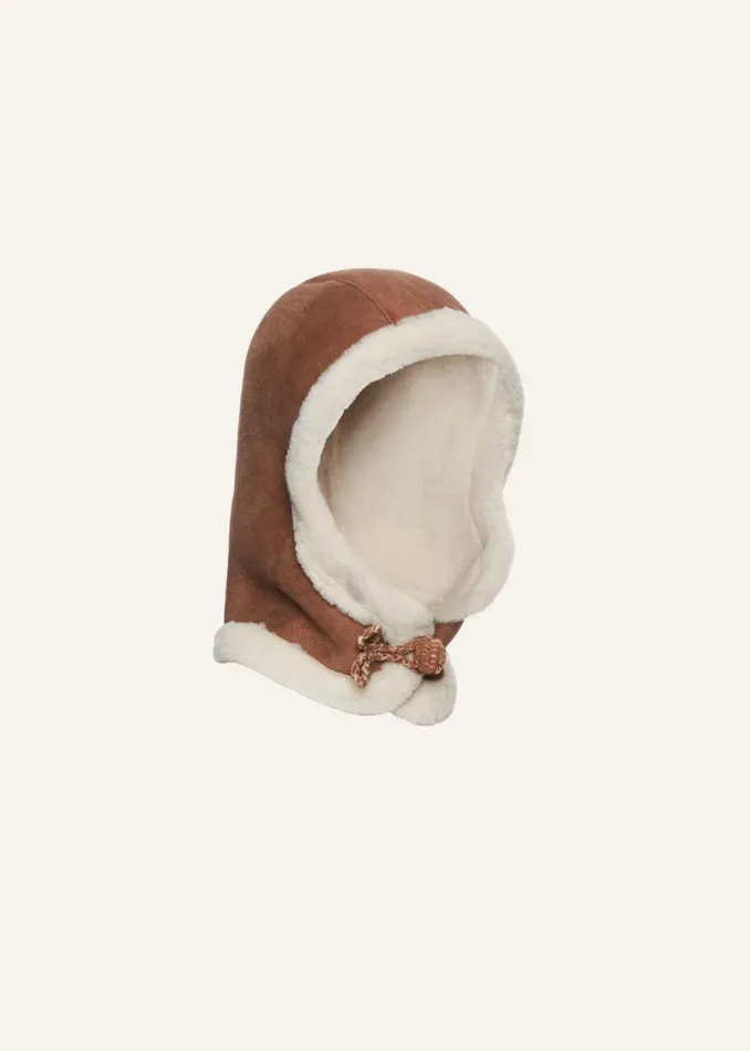 Shop Magda Butrym Accessories Suede Shearling Trapper Hat In Beige Shop Magda Butrym Accessories Suede Shearling Trapper Hat In Beige