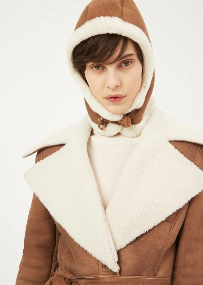 Shop Magda Butrym Accessories Suede Shearling Trapper Hat In Beige Shop Magda Butrym Accessories Suede Shearling Trapper Hat In Beige