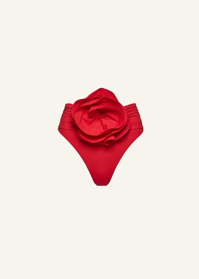 Shop Magda Butrym Beachwear Highwaisted Flower Appliqu Swim Bottom In Red