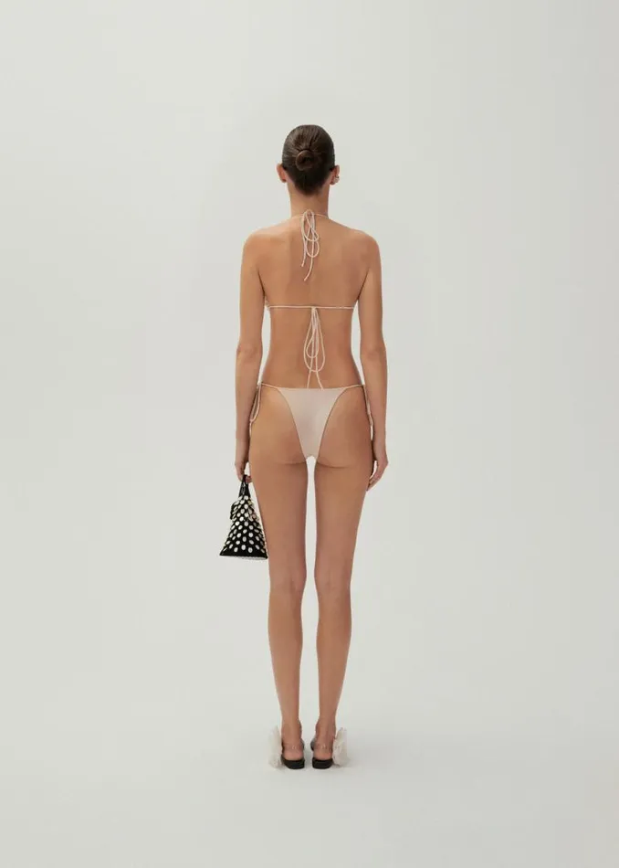Shop Magda Butrym Beachwear String Tie Swim Bottom In Metallic Beige Shop Magda Butrym Beachwear String Tie Swim Bottom In Metallic Beige