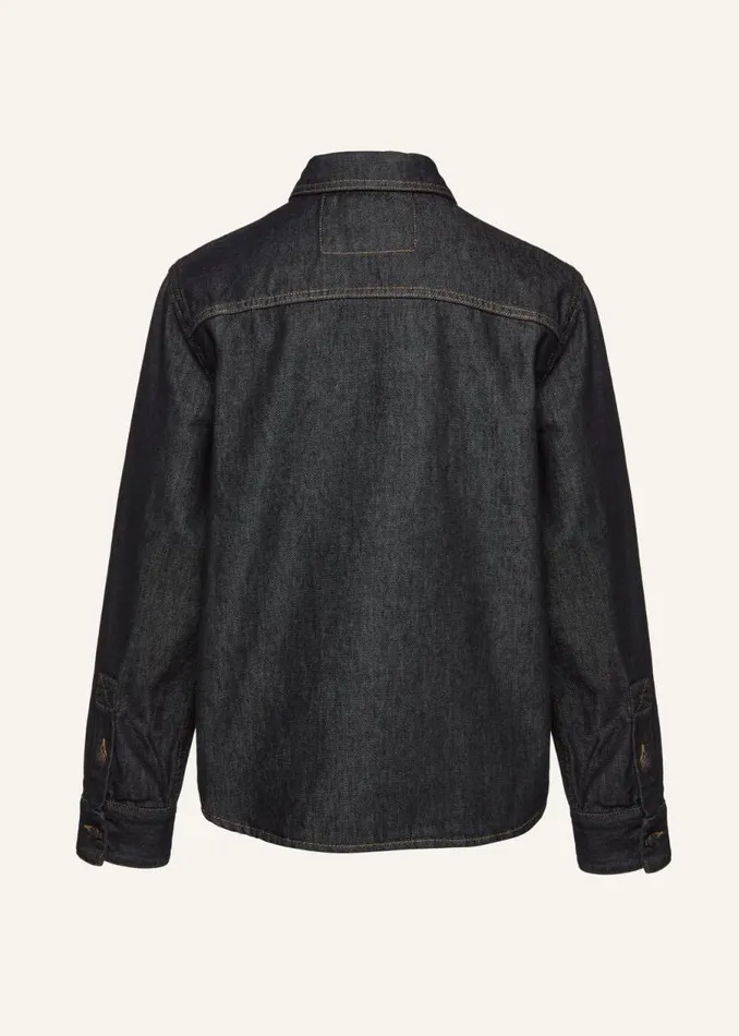 Shop Magda Butrym Denim Classic Oversized Denim Shirt In Indigo Shop Magda Butrym Denim Classic Oversized Denim Shirt In Indigo