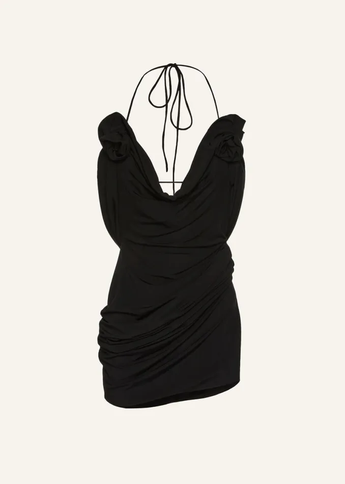 Shop Magda Butrym Dresses Draped Cowl Neck Midi Dress In Black