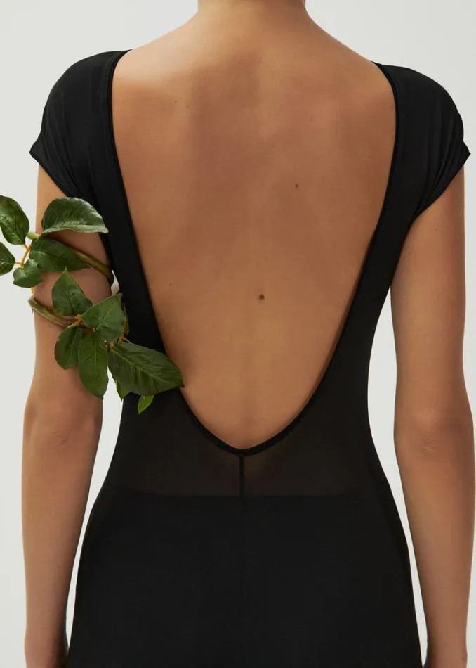 Shop Magda Butrym Dresses Drop Waist Open Back Jersey Dress In Black Shop Magda Butrym Dresses Drop Waist Open Back Jersey Dress In Black