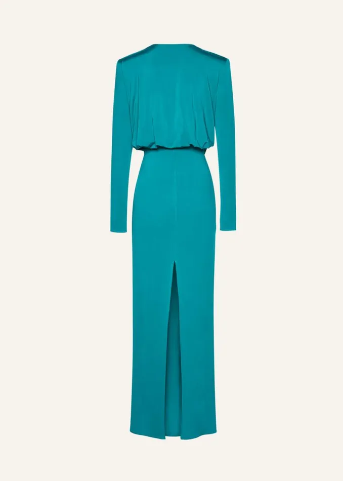 Shop Magda Butrym Dresses Long Sleeve Draped Maxi Dress In Jade Shop Magda Butrym Dresses Long Sleeve Draped Maxi Dress In Jade