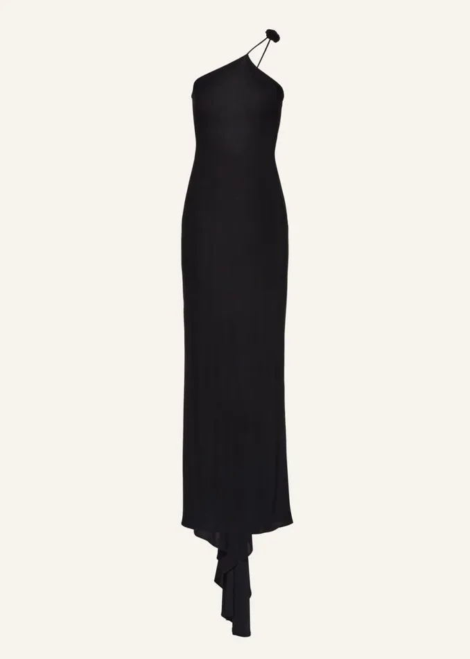 Shop Magda Butrym Dresses Oneshoulder Rosette Jersey Maxi Dress In Black