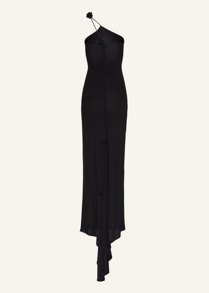 Shop Magda Butrym Dresses Oneshoulder Rosette Jersey Maxi Dress In Black Shop Magda Butrym Dresses Oneshoulder Rosette Jersey Maxi Dress In Black