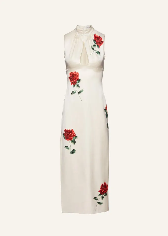 Shop Magda Butrym Dresses Rose Stamped Cutout Midi Dress In Cream