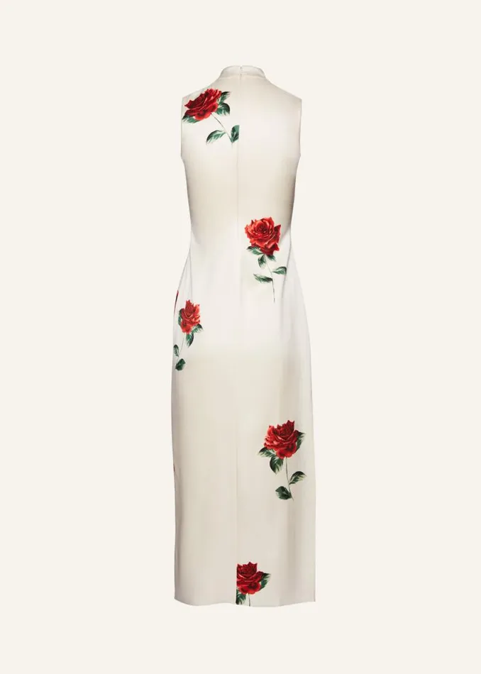 Shop Magda Butrym Dresses Rose Stamped Cutout Midi Dress In Cream Shop Magda Butrym Dresses Rose Stamped Cutout Midi Dress In Cream