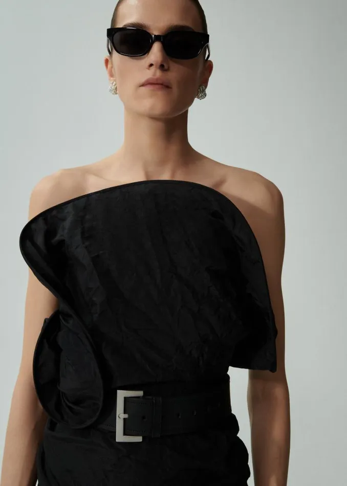 Shop Magda Butrym Dresses Sculptural Rose Mini Dress In Black Shop Magda Butrym Dresses Sculptural Rose Mini Dress In Black