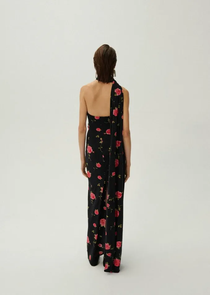 Shop Magda Butrym Dresses Wrap Neck Maxi Dress In Black Print Shop Magda Butrym Dresses Wrap Neck Maxi Dress In Black Print